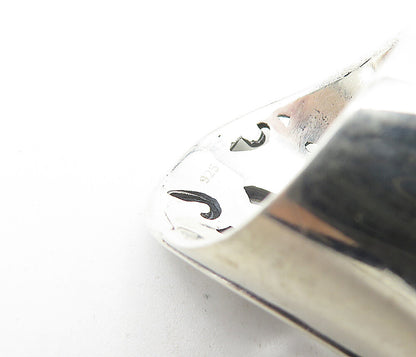 925 Sterling Silver  Vintage Shiny Swirl Full Finger Band Ring Sz 7.5  RG8097