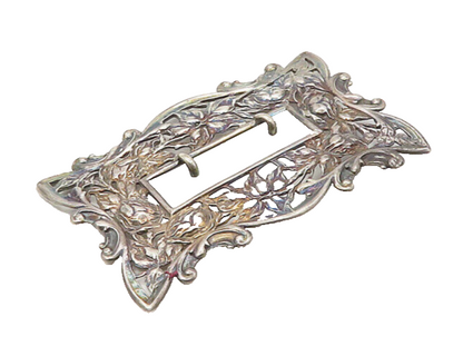 925 Sterling Silver  Vintage Antique Floral Vine Motif Belt Buckle  TR2423