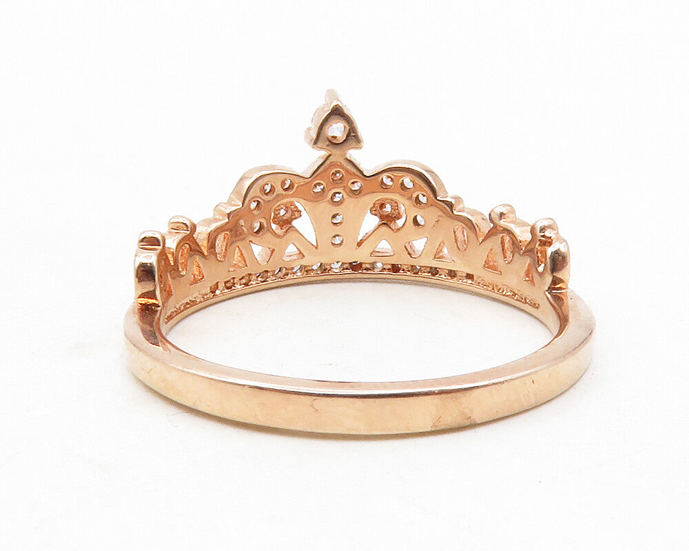 925 Sterling Silver  Topaz Rose Gold Plated Royal Crown Band Ring Sz 9 RG12211