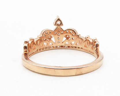 925 Sterling Silver  Topaz Rose Gold Plated Royal Crown Band Ring Sz 9 RG12211