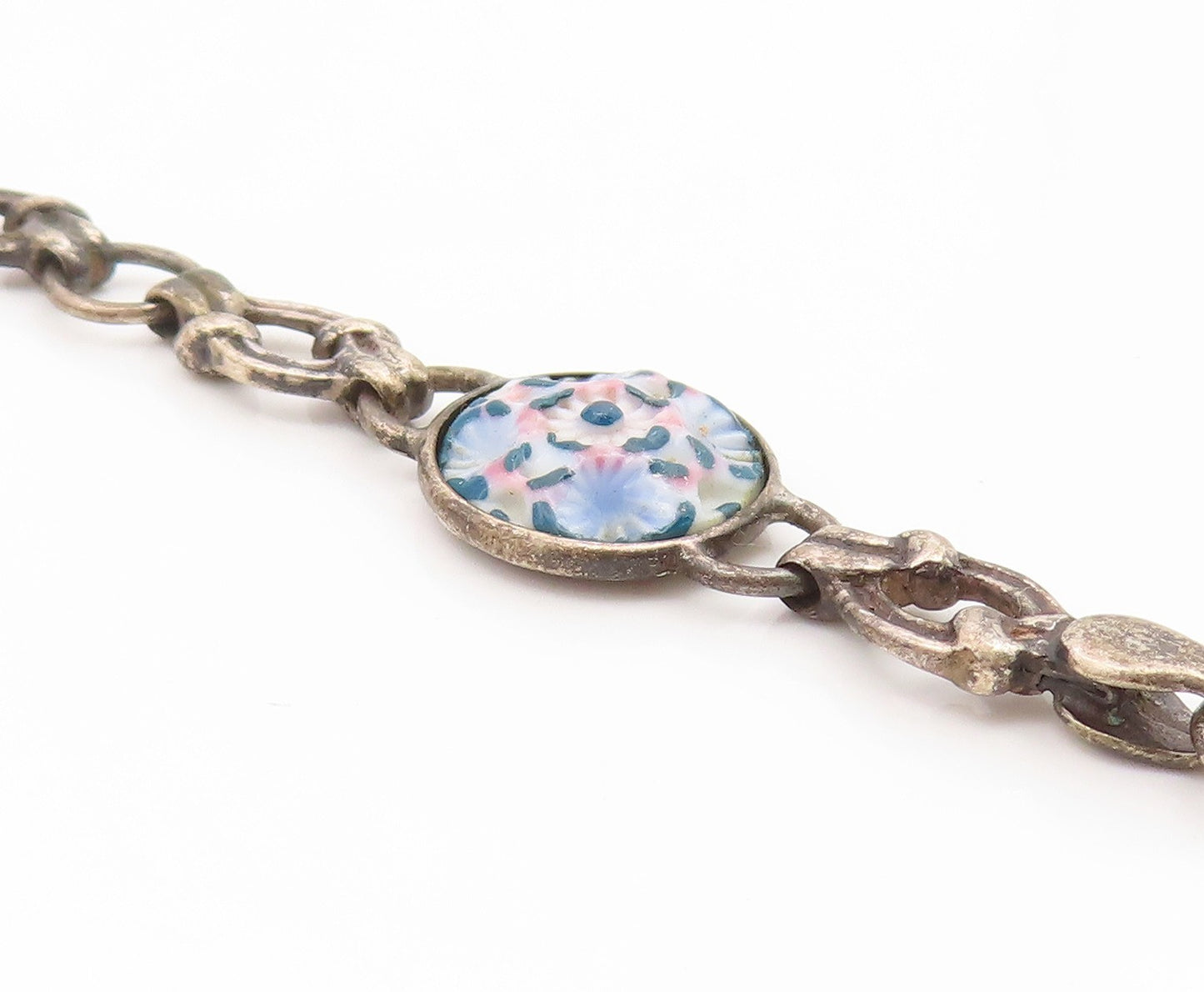 925 Sterling Silver Vintage Bracelet Antique Carved Floral Blossom Link  BT11925