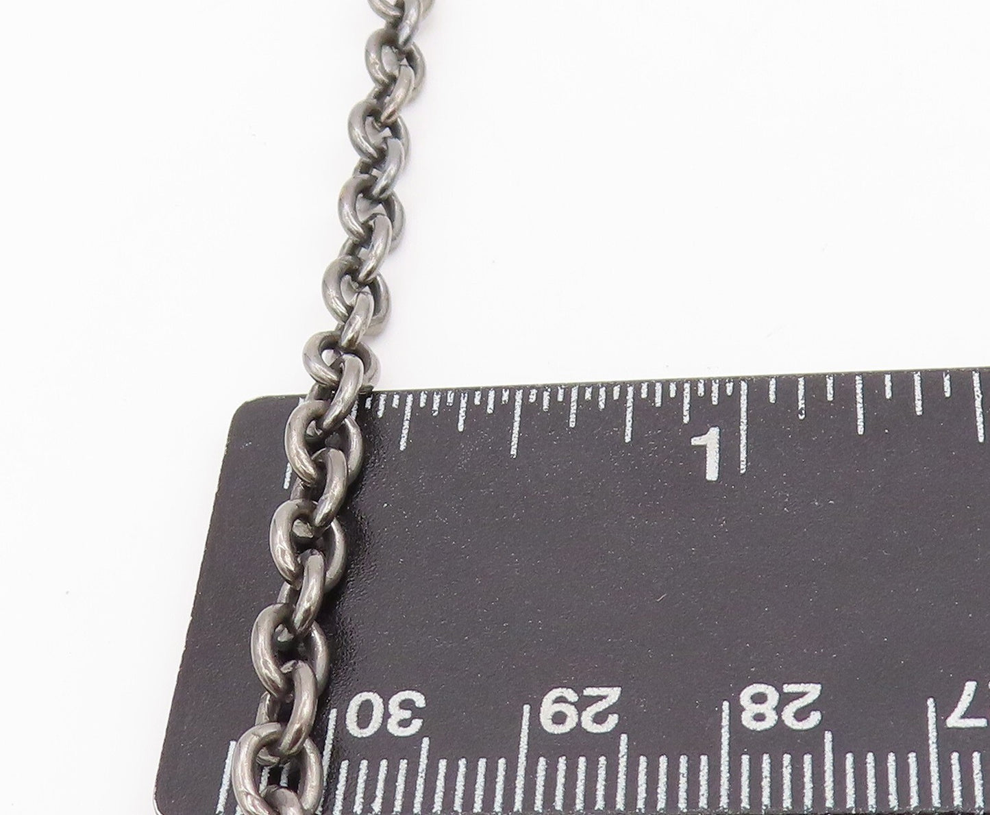 925 Sterling Silver Vintage Necklace Dark Tone Diamonds Inlay Leaf Carved NE4450