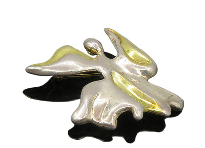W&S SORENSEN 925 Silver  Vintage Shiny Two Tone Angel Motif Brooch Pin  BP4143