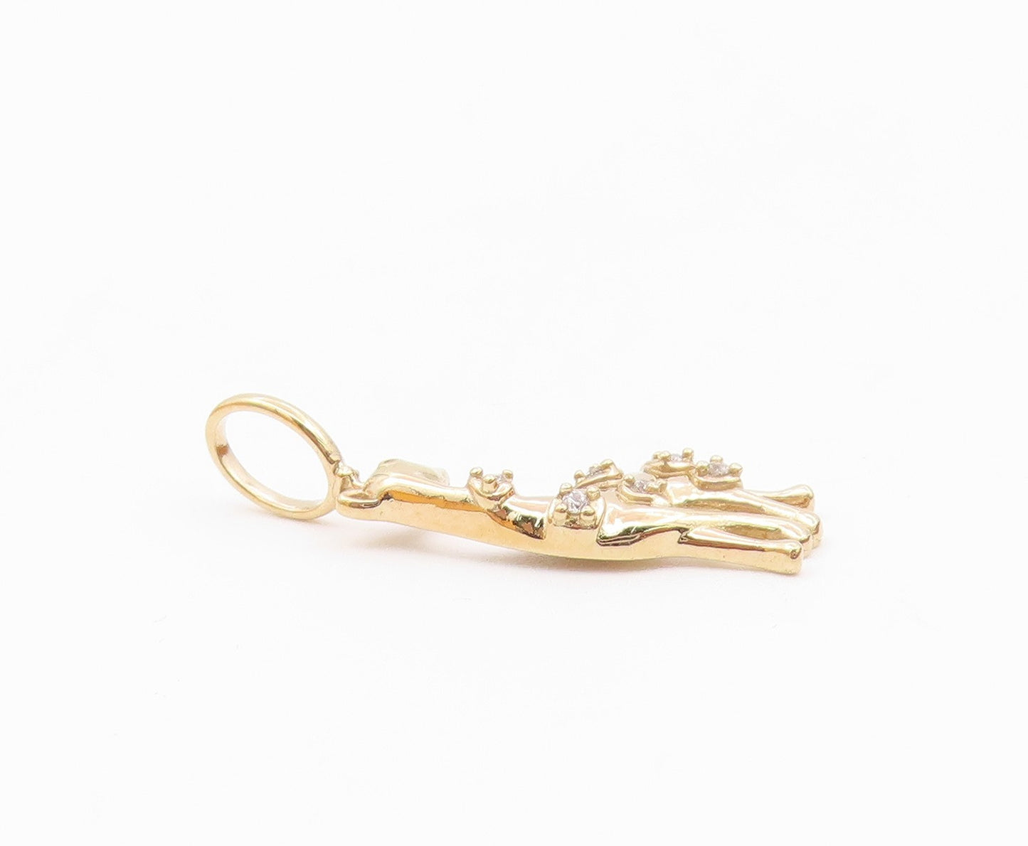 925 Sterling Silver   Petite Topaz Shiny Gold Plated Giraffe Pendant  PT12802
