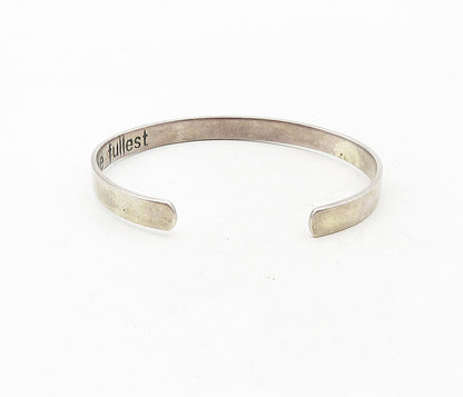 925 Sterling Silver  Vintage Live Life To The Fullest Cuff Bracelet  BT4023