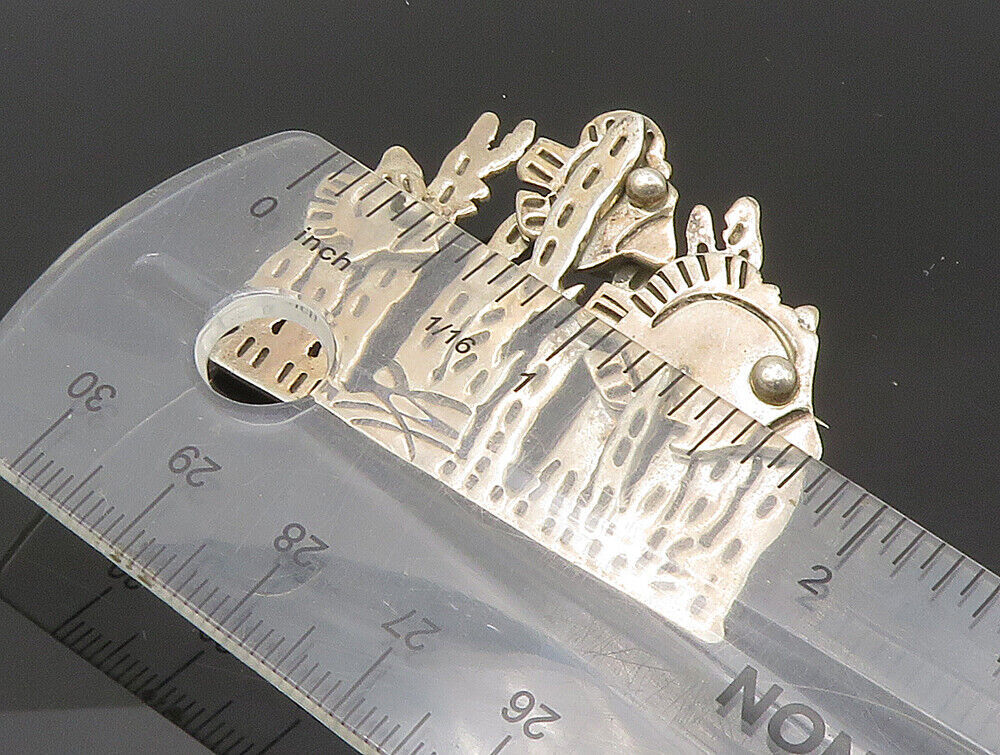 MEXICO 925 Sterling Silver  Vintage Underwater Fish Scene Brooch Pin  BP9311