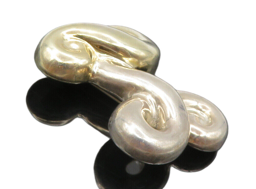 FREDERIC JEAN DUCLOS 925 Silver  Vintage Shiny Hollow Swirl Brooch Pin  BP3422