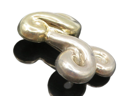 FREDERIC JEAN DUCLOS 925 Silver  Vintage Shiny Hollow Swirl Brooch Pin  BP3422