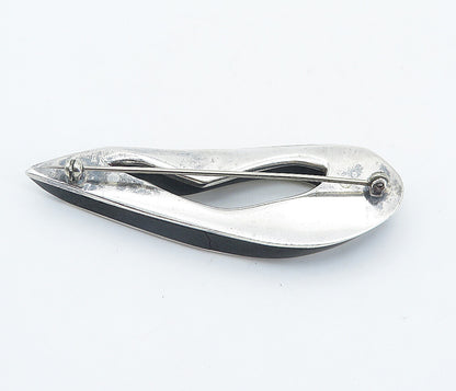 925 Sterling Silver  Vintage Modernist Two Tone Design Brooch Pin  BP2864