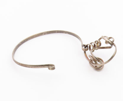 925 Sterling Silver  Vintage Modernist Swirled Hook Bangle Bracelet  BT8131
