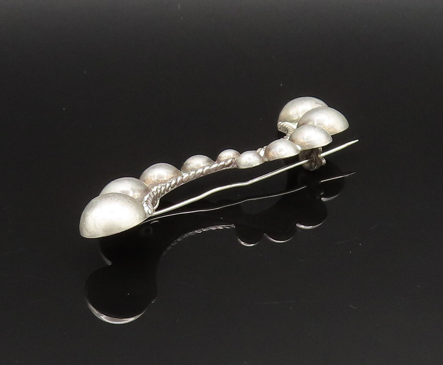 TAXCO 925 Silver  Vintage Antique Bead Ball & Twisted Rope Brooch Pin  BP9611