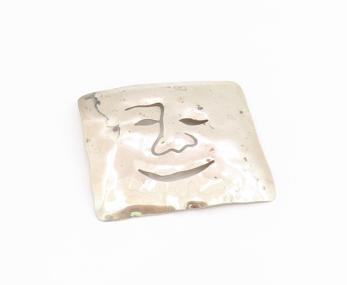925 Sterling Silver Vintage Brooch Pin ZIRKUS Classic Cutout Face Mask  BP12182