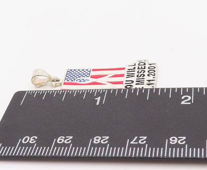 925 Sterling Silver Vintage Pendant Enameled 9 11 2001 Stack Charm PT23528