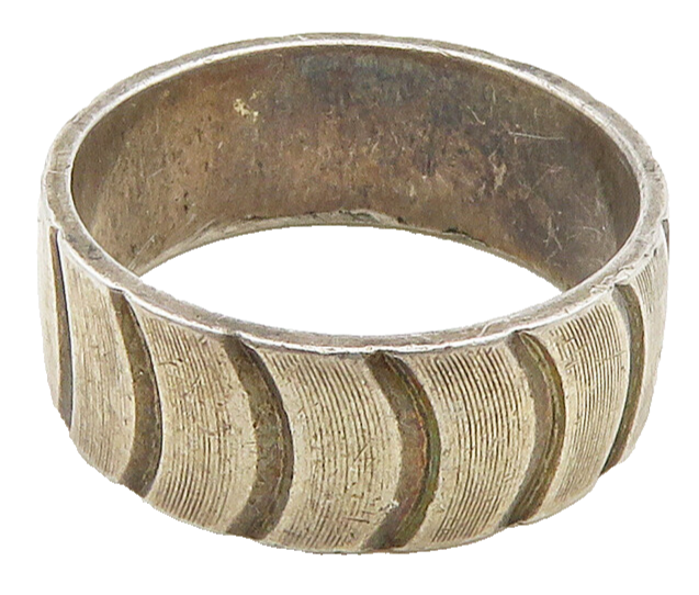 925 Sterling Silver  Vintage Curve Pattern Round Band Ring Sz 7  RG15686