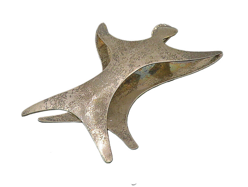 SIERRA MEXICO 925 Silver  Vintage Heavy Large Modernist Brooch Pin  BP8258