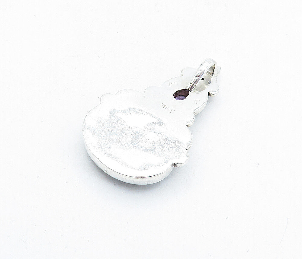 925 Sterling Silver  Vintage Labradorite Amethyst & Tanzanite Pendant  PT3964