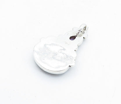 925 Sterling Silver  Vintage Labradorite Amethyst & Tanzanite Pendant  PT3964