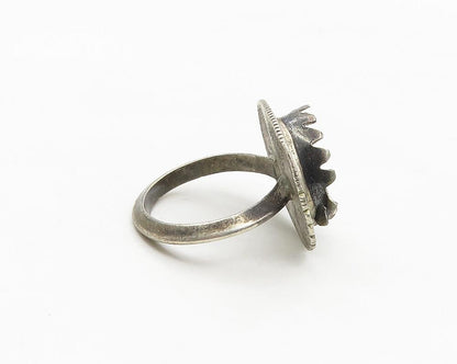 NAVAJO 925 Silver  Vintage Dark Tone Serrated Edge Band Ring Sz 5.5  RG17696
