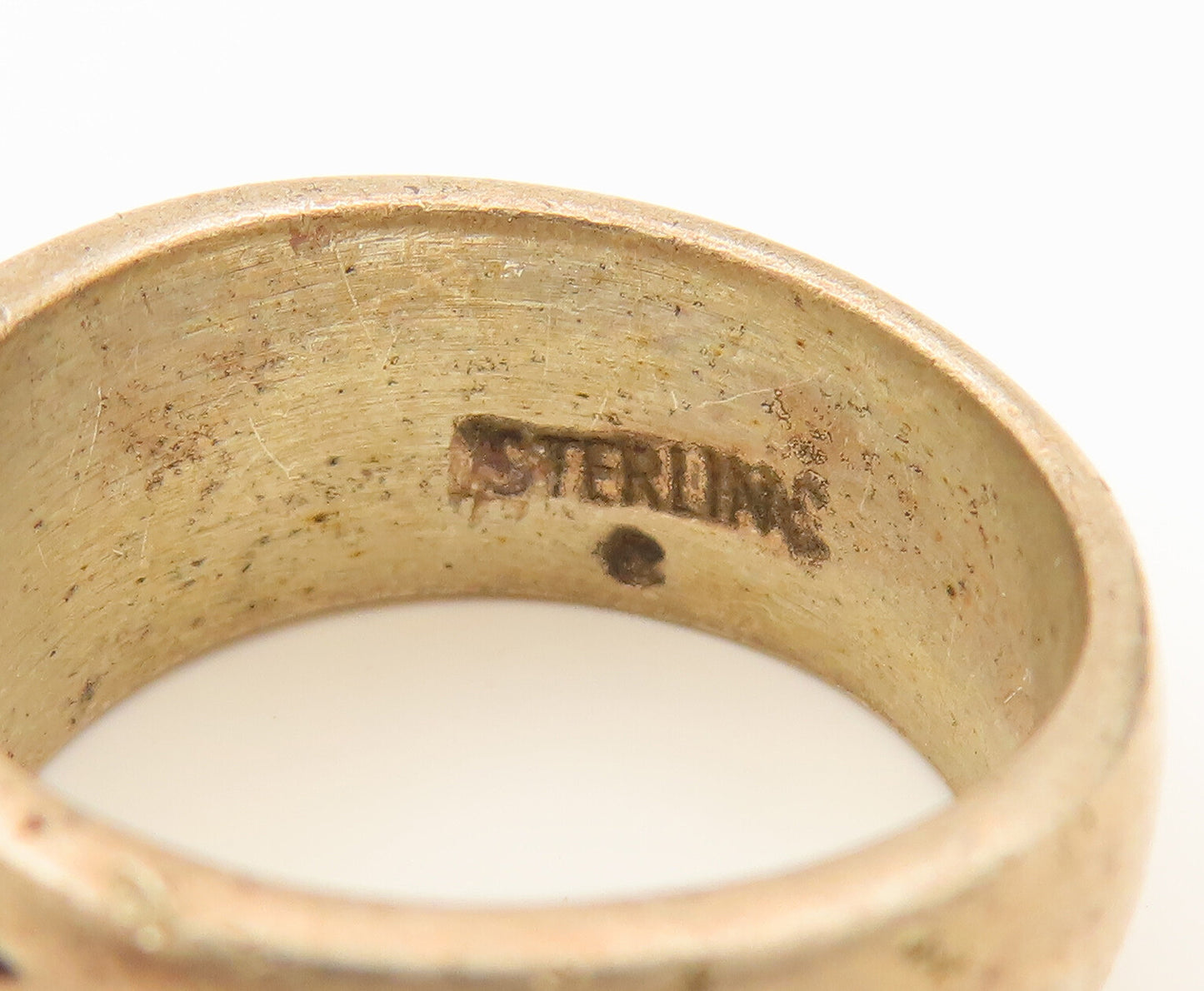 925 Sterling Silver Vintage Carved Arrow Abstract Band Ring Sz 4.5  RG26462