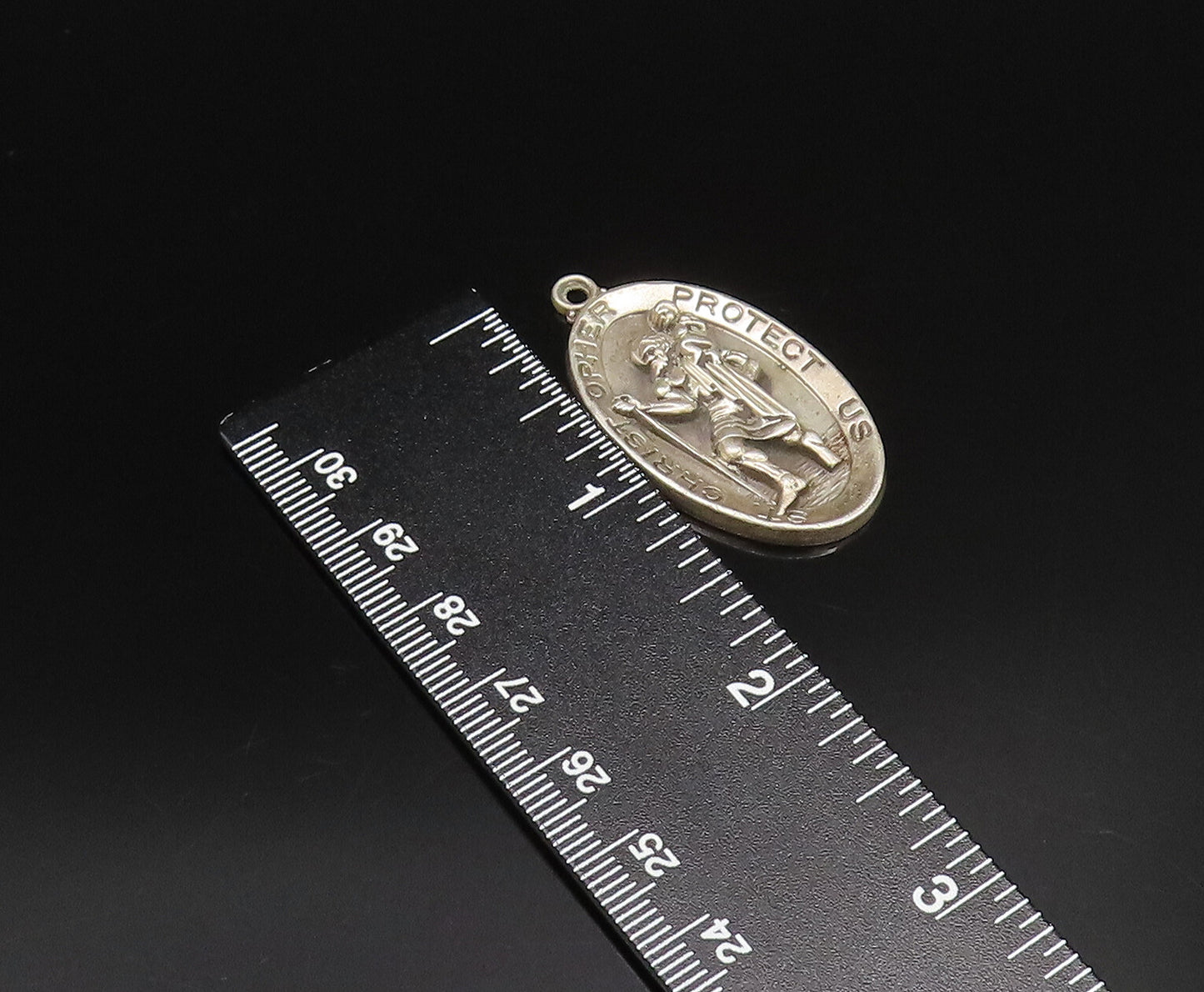 HAYWARD 925 Silver  Vintage St. Christopher & Jesus Religious Pendant  PT21619