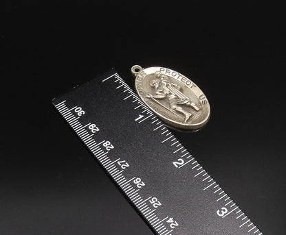 HAYWARD 925 Silver  Vintage St. Christopher & Jesus Religious Pendant  PT21619