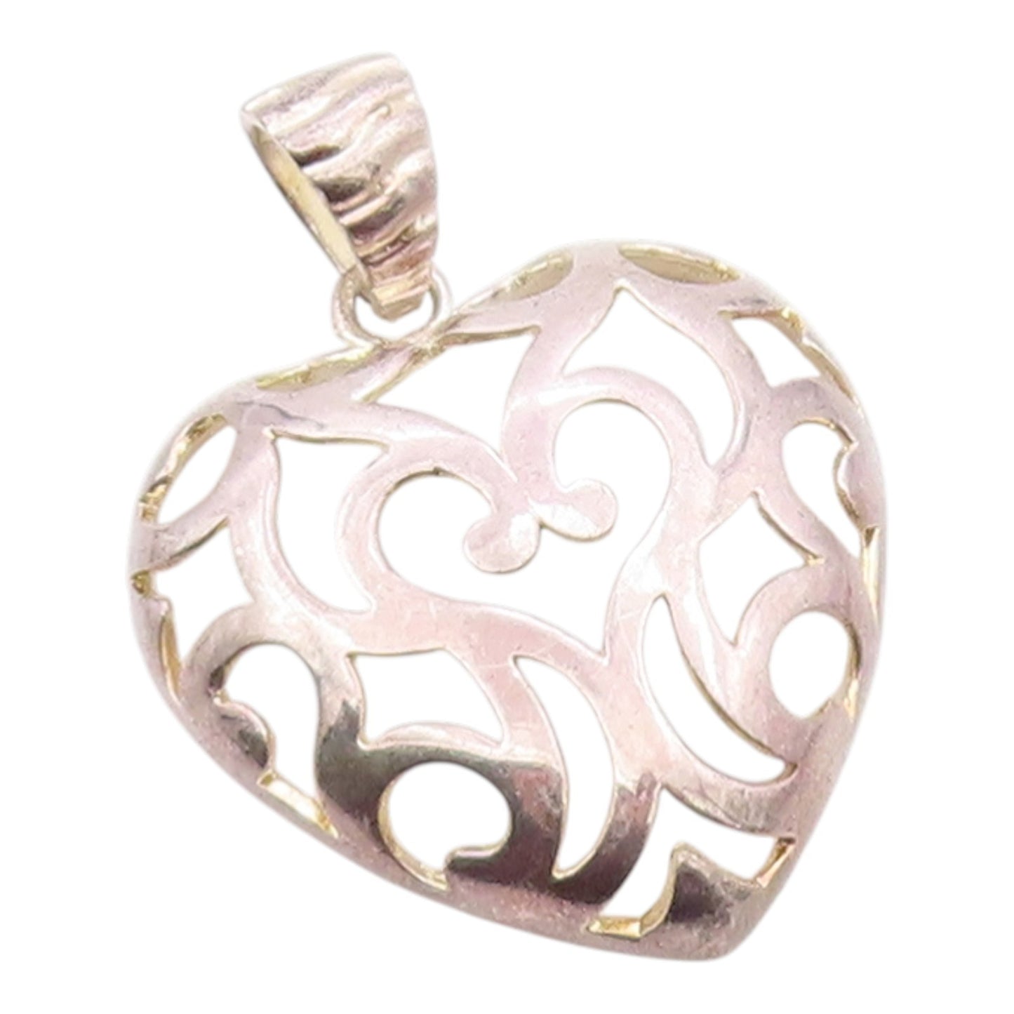 925 Sterling Silver Vintage Pendant MILOR Openwork Love Heart Charm  PT26315