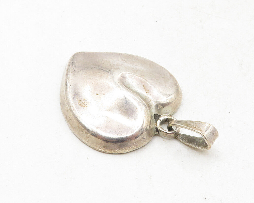 MEXICO 925 Sterling Silver  Vintage Smooth Hollow Love Heart Pendant  PT7322