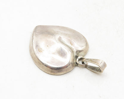 MEXICO 925 Sterling Silver  Vintage Smooth Hollow Love Heart Pendant  PT7322