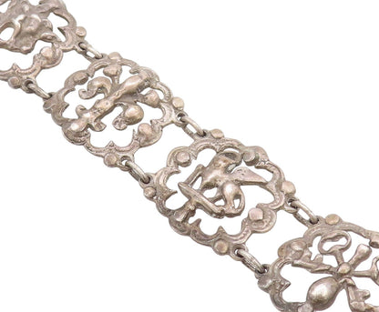 925 Sterling Silver Vintage Bracelet Antique Brutalist Egyptian Design  BT11209