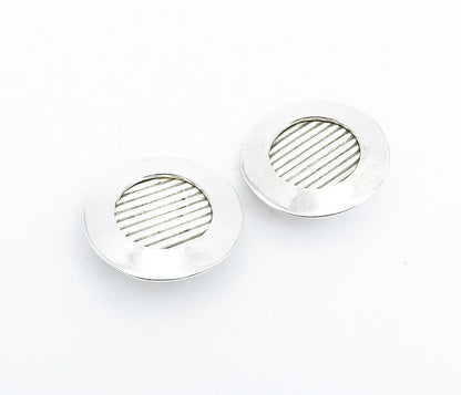 MEXICO 925 Silver  Vintage Round Fluted Detail Non Pierce Earrings  EG2624