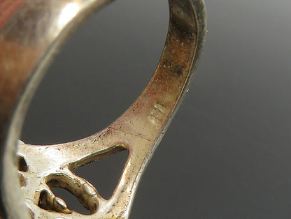 925 Sterling Silver  Vintage Open Beaded Detail Navette Ring Sz 7.5  RG25134