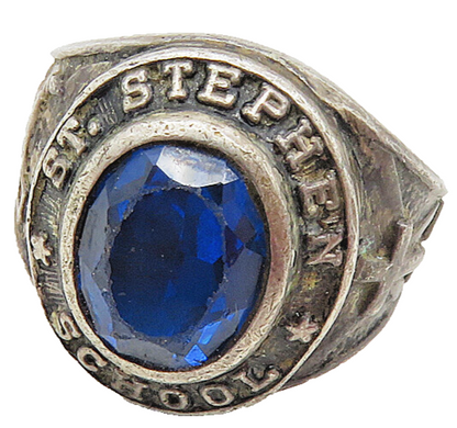 925 Sterling Silver  Vintage Topaz St. Stephens School 1958 Ring Sz 6  RG9518