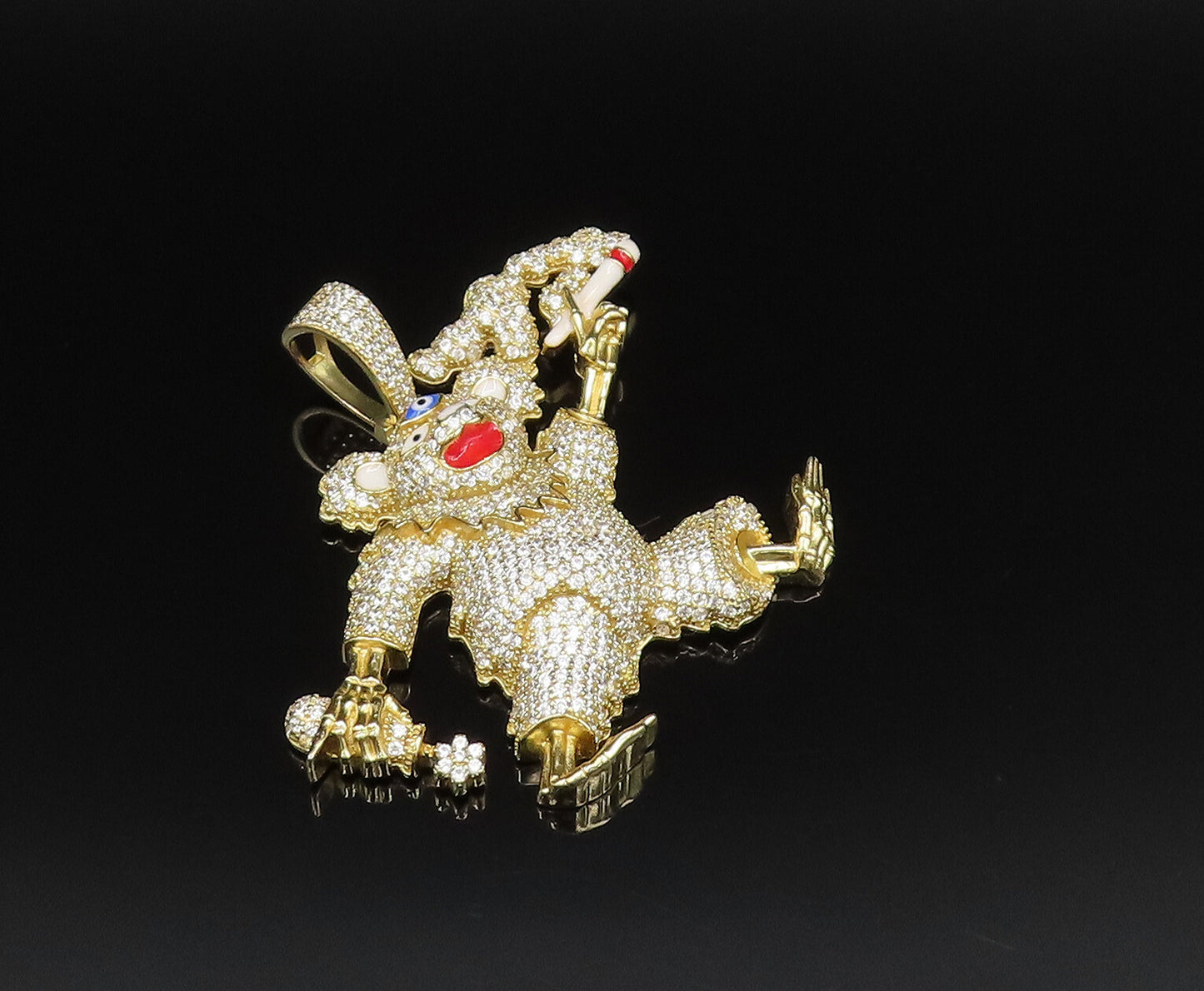 925 Silver  Vintage Gold Plated Sparkly Topaz & Enamel Figure Pendant  PT21463