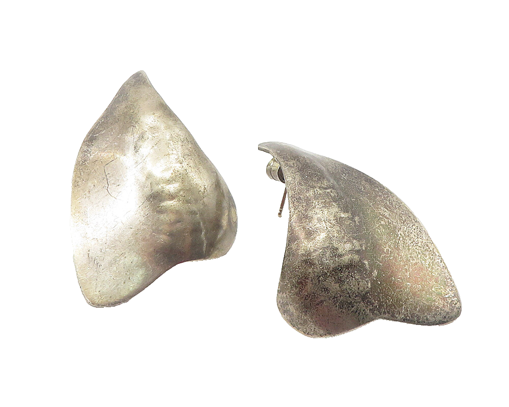 925 Sterling Silver  Vintage Modernist Designed Smooth Drop Earrings  EG6085