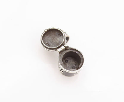925 Sterling Silver Vintage Pendant Onyx Inlay Swirly Carved Box OPENS  PT24052