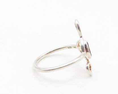 925 Sterling Silver  Marquise Cut Garnet Treble Clef Band Ring Sz 7  RG11322
