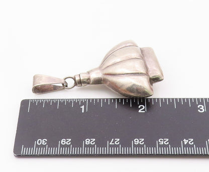 MEXICO 925 Silver  Vintage Scalloped Perfume Bottle Pendant (OPENS)  PT19635