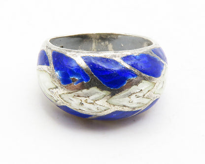 SIAM 925 Sterling Silver  Vintage Enamel Coated Dome Band Ring Sz 6.5  RG13157