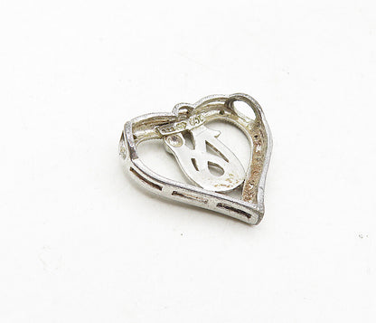925 Sterling Silver  Vintage Genuine Diamonds Love Heart Slide Pendant  PT7005