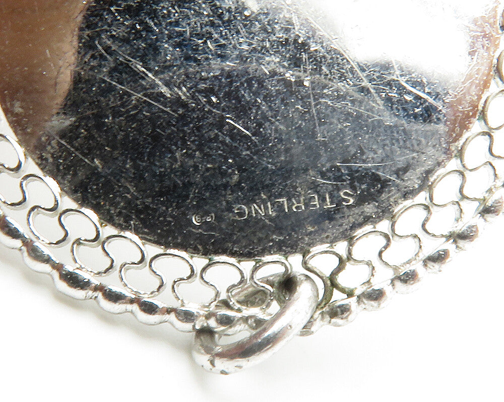 925 Sterling Silver  Vintage Petite Enamel Flower Detail Pendant  PT11272