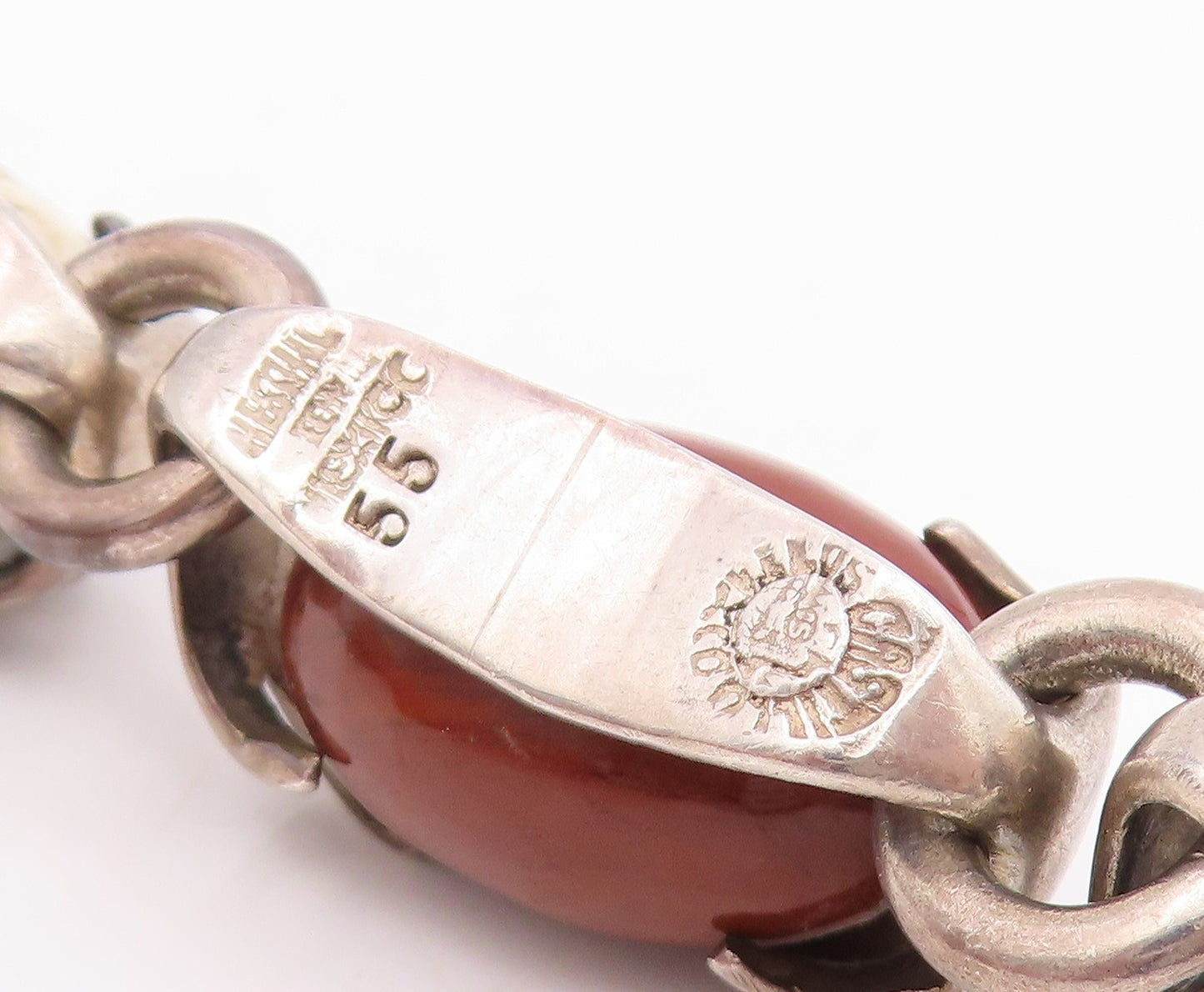 925 Sterling Silver Vintage Bracelet LOS CASTILLO Multi Gemstone Chain  BT11519
