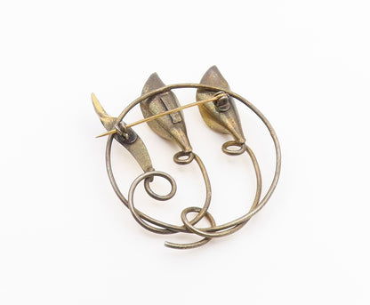 925 Sterling Silver  Vintage Topaz Gold Plated Lily Flowers Brooch Pin  BP6520