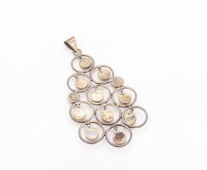 925 Sterling Silver Vintage Pendant Dangling Tiger's Eye Halo Rings  PT24007