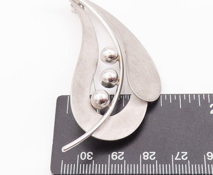 925 Sterling Silver Vintage Brooch Pin BEAU Beaded Carved Large Leaf  BP10851