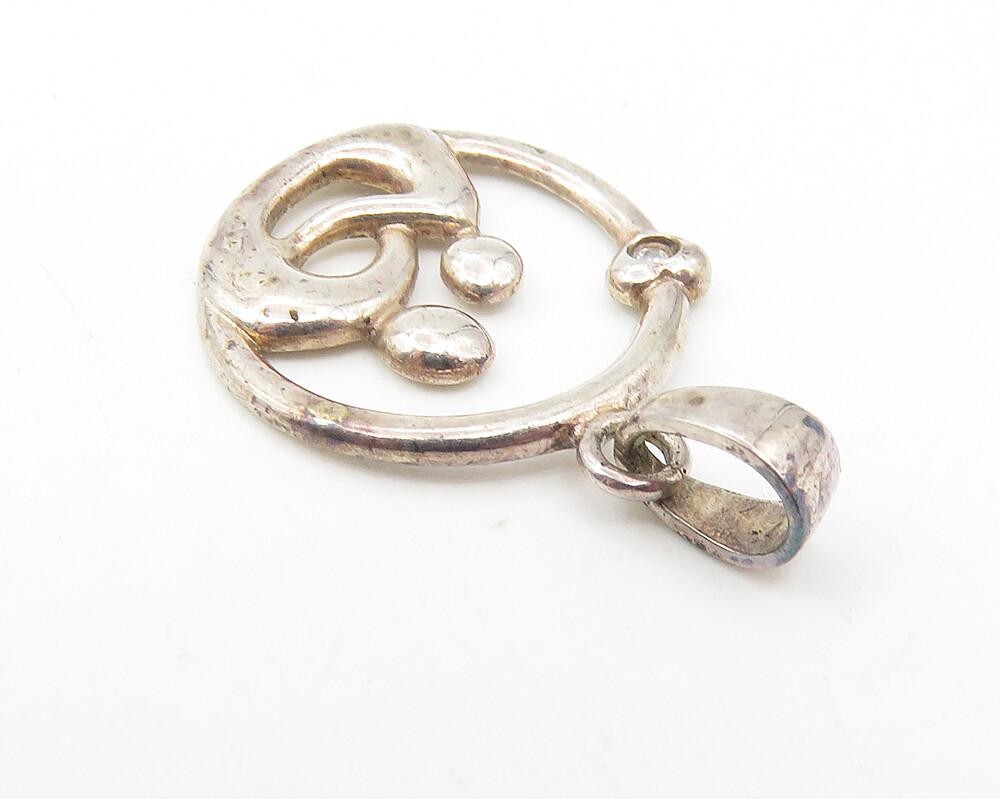 925 Sterling Silver  Vintage Petite Modernist Mom & Baby Drop Pendant  PT9239
