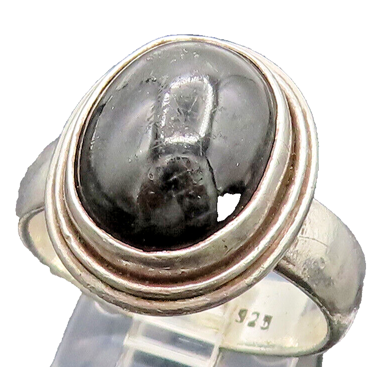 925 Sterling Silver  Vintage Minimalist Cabochon Black Onyx Ring Sz 9  RG26294