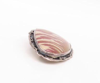 925 Sterling Silver Vintage Brooch Pin Brutalist Large Gemstone  BP11276