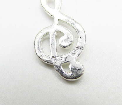 925 Sterling Silver  Etched Musical Note Drop Pendant  PT2150