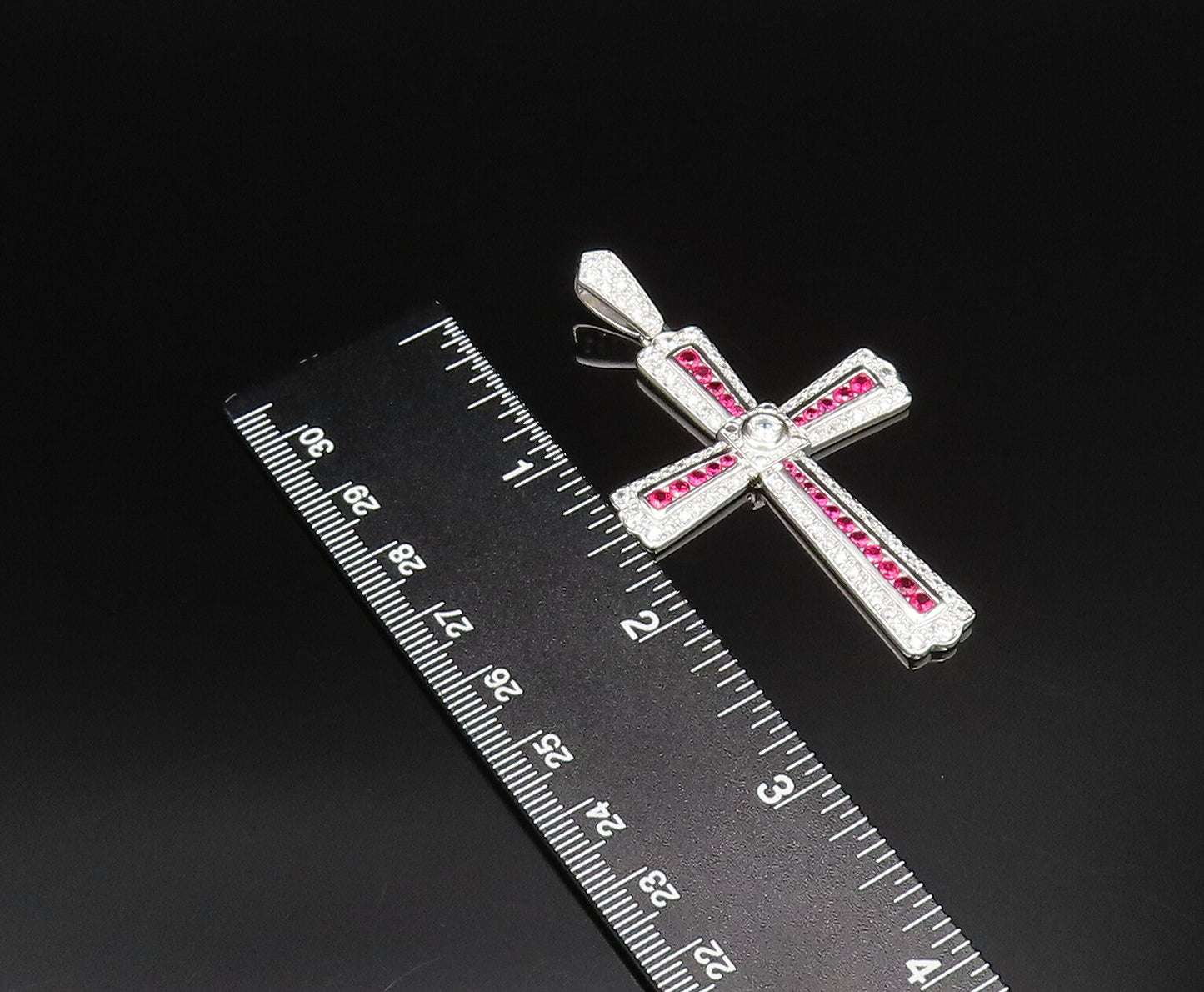 ROSS SIMON 925 Silver  Vintage Topaz & Cubic Zirconia Cross Pendant  PT21623