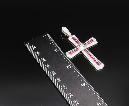 ROSS SIMON 925 Silver  Vintage Topaz & Cubic Zirconia Cross Pendant  PT21623